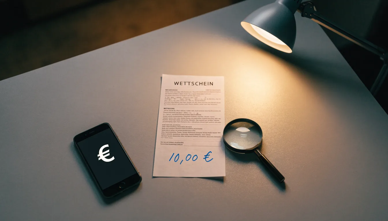 Ein Schreibtisch mit Lupe und leerem Block unter einer Lampe in einem ruhigen Raum.
